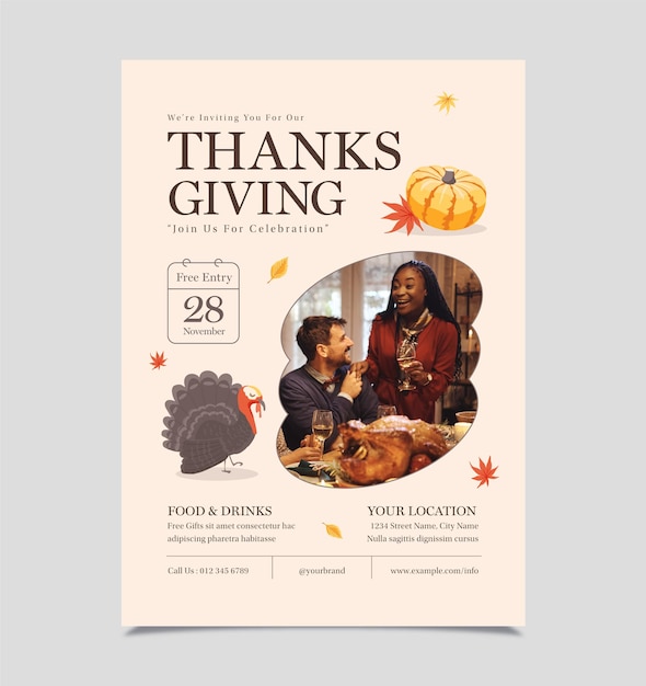 Thanksgiving Flyer Template Modern Rustic Theme V1 in Vector EPS