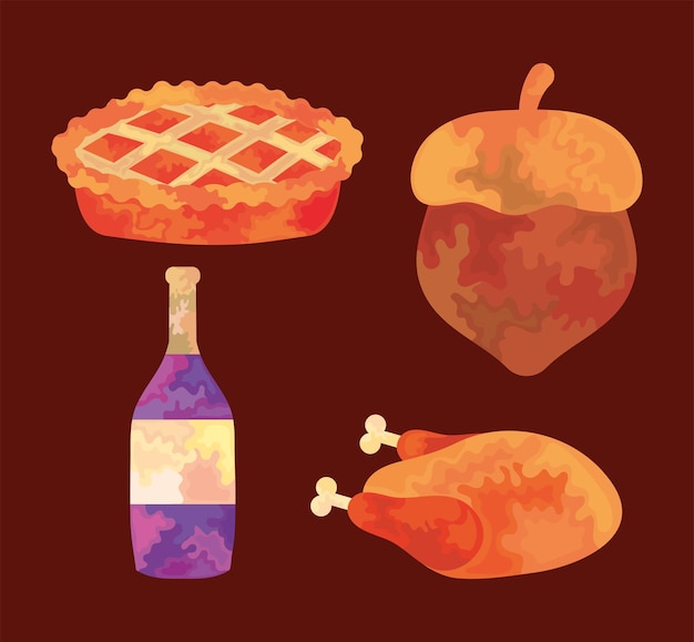 Thanksgiving food icon set