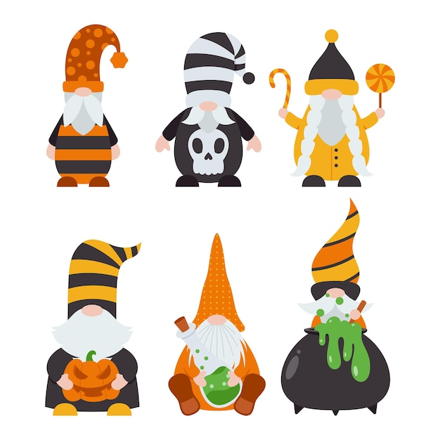 Thanksgiving gnomes illustration Cute Cartoon fall gnomes isolated in white background