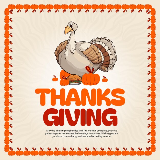 Vector thanksgiving greeting card social media post template