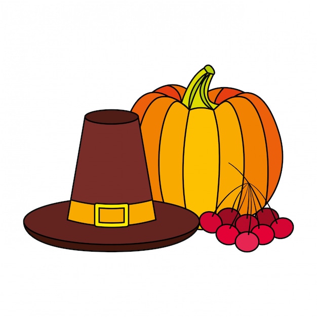 Thanksgiving hat pumpkin and cherries