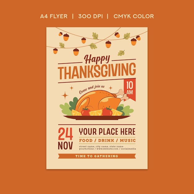 Vector thanksgiving party flyer