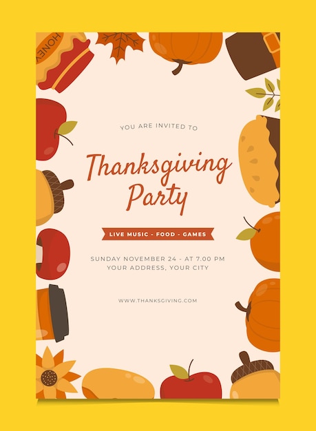 Vector thanksgiving party invitation poster template