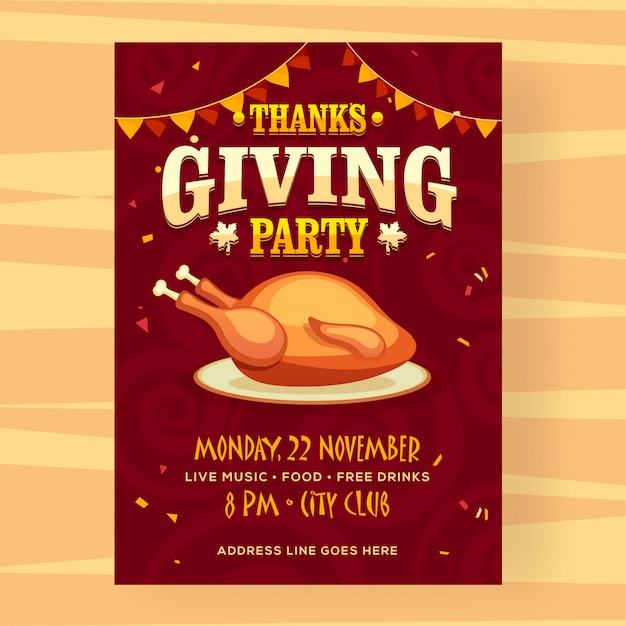 Thanksgiving Party template or flyer design.