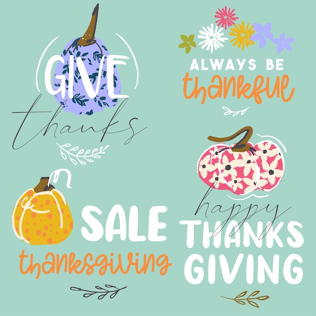 Thanksgiving premade stickers hand drawn art style