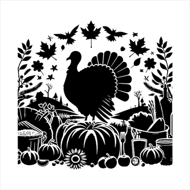 Thanksgiving Silhouette Vector logo icon illustration