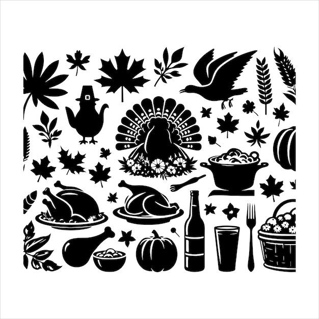 Vector thanksgiving silhouette vector logo icon illustration