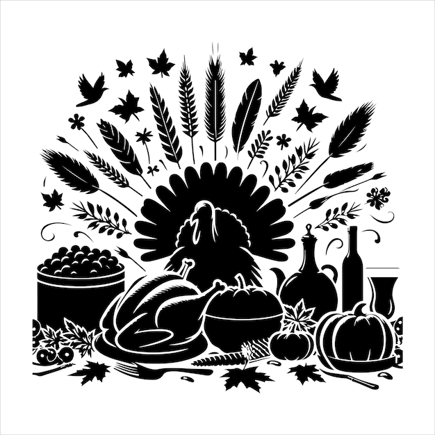 Thanksgiving Silhouette Vector logo icon illustration