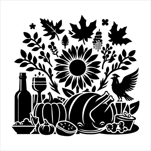 Vector thanksgiving silhouette vector logo icon illustration