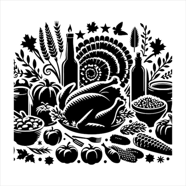 Thanksgiving Silhouette Vector logo icon illustration