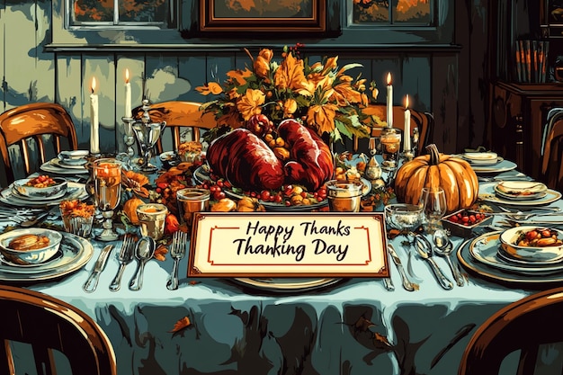 a thanksgiving table with pumpkins and pumpkins on it