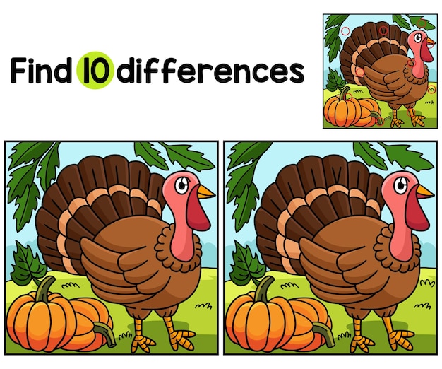 Thanksgiving Turkey Animal Find The Differences