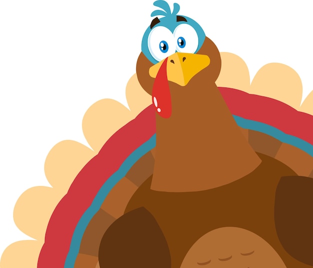 Thanksgiving Turkey Bird Cartoon Mascot Character Peeking From A Corner. Vector Illustration