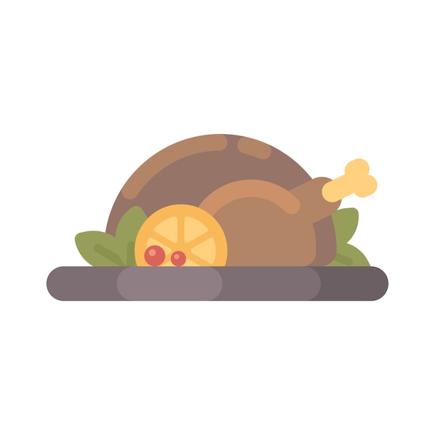 Thanksgiving turkey dish flat illustration