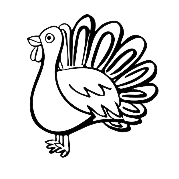 Thanksgiving turkey doodle in child draw style