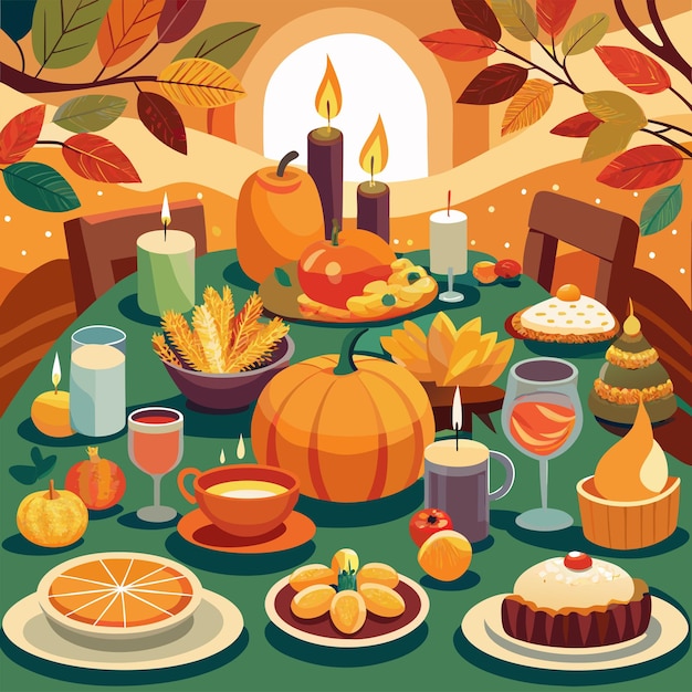 Thanksgivingdinneroncozyfallbackground tshirt design