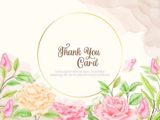 Thankyou card floral watercolor vector template