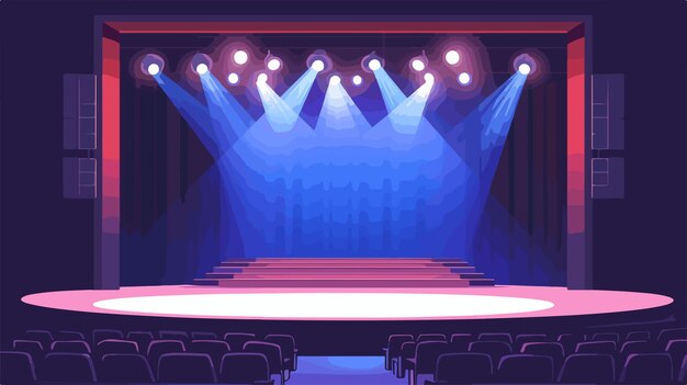 Vector theater lighting stage architecture vector illustration