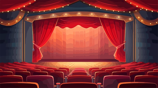 Vector theater stage with footlights