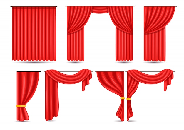 Theatre curtain icons set Free