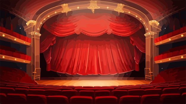 Vector theatre stage with audience seating