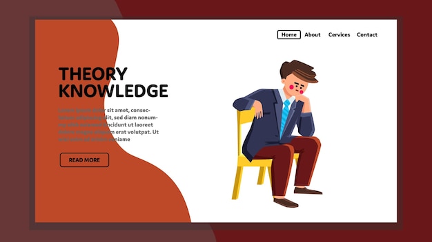 Theory Knowledge Think Young Man Professor Vector Theory Knowledge Thinking Businessman Sitting On Chair Furniture And Search Solution Character Thoughtful Web Flat Cartoon Illustration