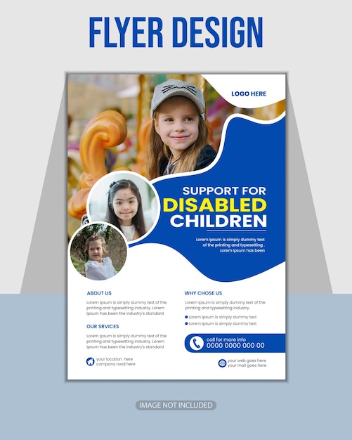 Therapy center poster template disabled children flyer