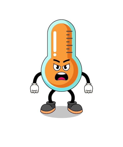 Thermometer cartoon illustration with angry expression