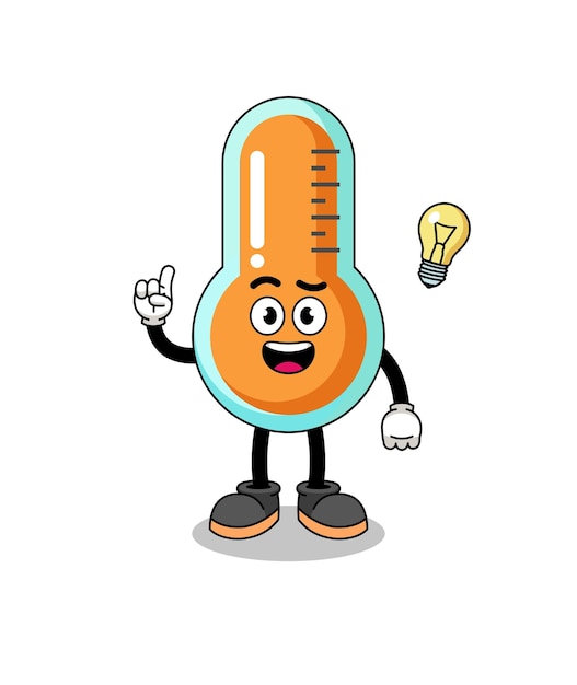 Thermometer cartoon with get an idea pose