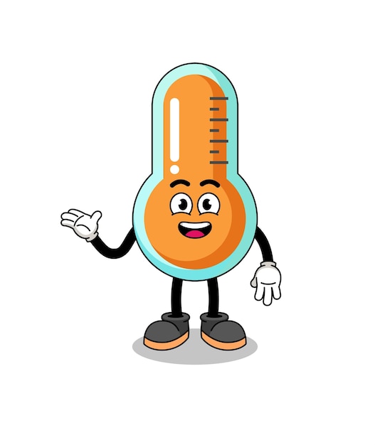 Thermometer cartoon with welcome pose