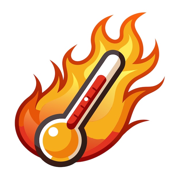 The thermometer on fire clip art Vector Design with a White Background