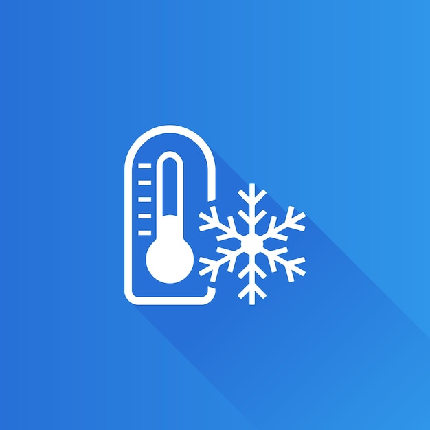 Thermometer flat color icon long shadow vector illustration