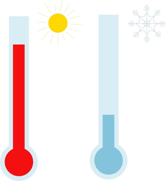 Thermometer icon set. Device for measuring high and low temperatures isolated on a white background.