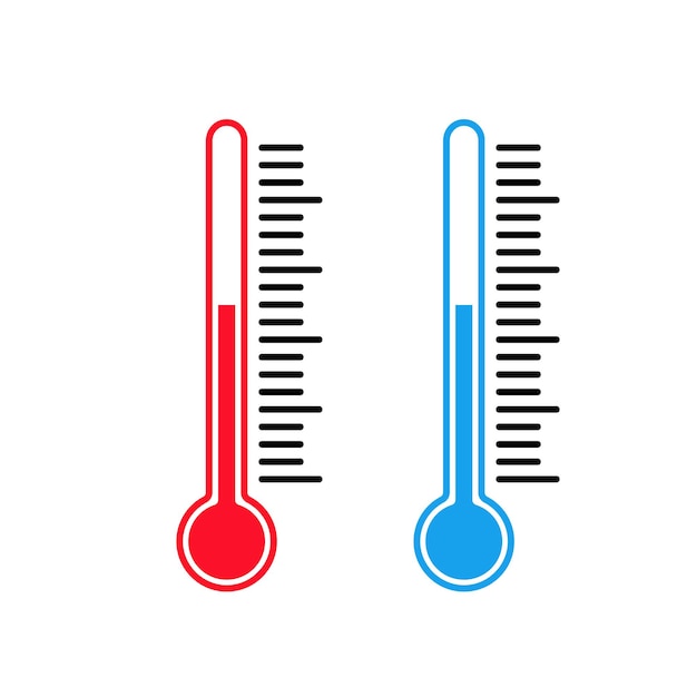 Thermometer icon. Temperature control concept. High and low temperature. Vector on isolated background. EPS 10.