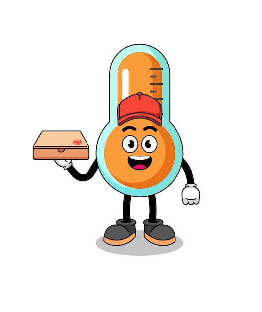 Thermometer illustration as a pizza deliveryman