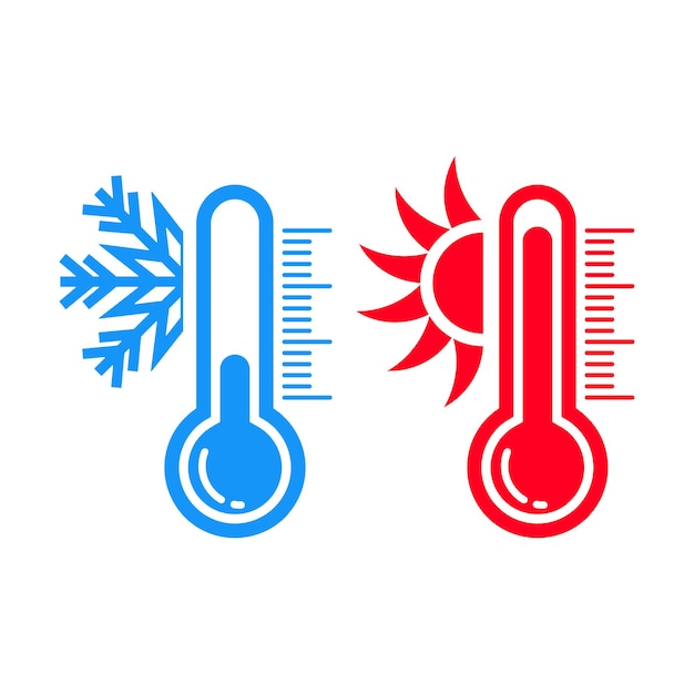 Thermometer with sun and snowflake icon symbol vector illustration