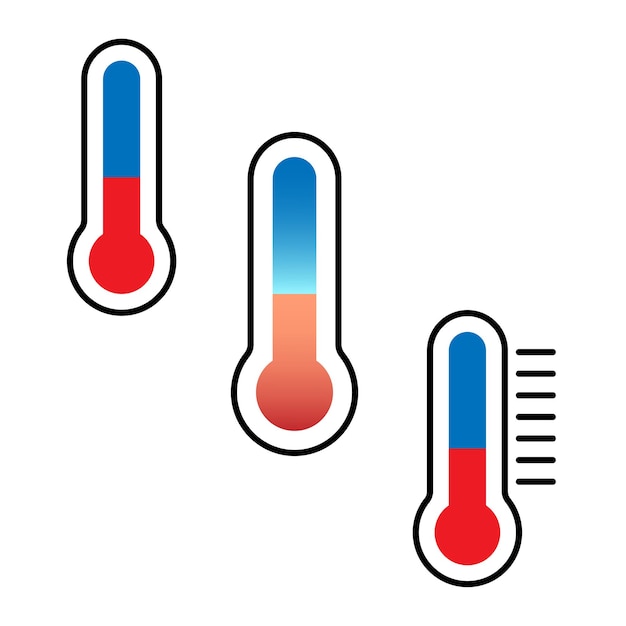 thermometers set. thermometers set for medical design. temperature gauges are different.