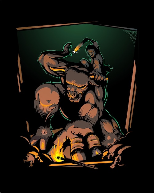 Theseus versus Minotaur vector illustration