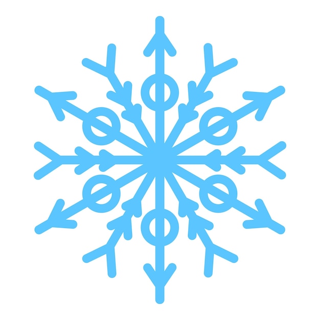 Thick line freeze snowflake element of winter festival decoration Winter snow Christmas miracle blue symbol Simple shape freehand vector icon isolated on white background