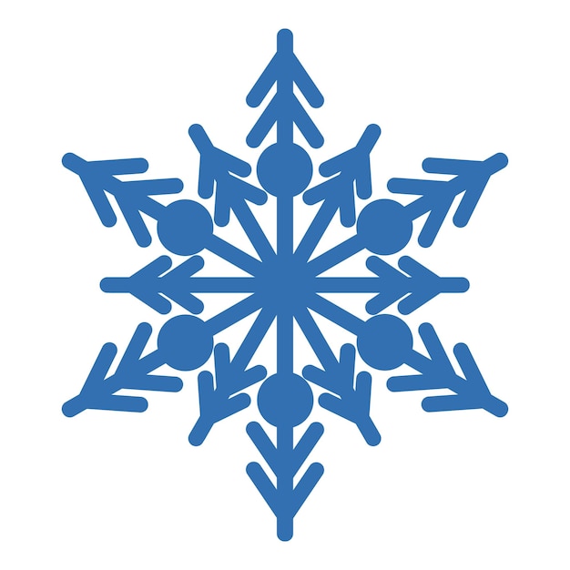 Thick line freeze snowflake element of winter festival decoration Winter snow Christmas miracle blue symbol Simple shape freehand vector icon isolated on white background