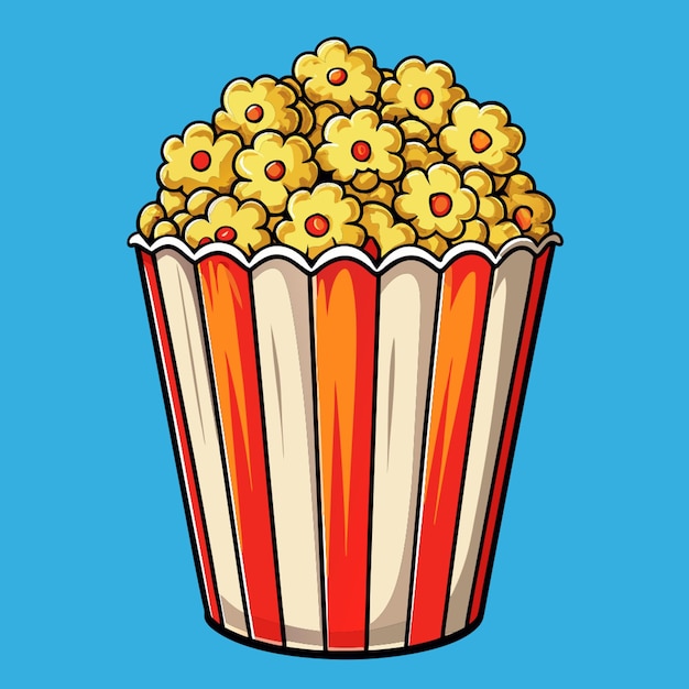 a thick stroked popcorn vector isolated on single color background vector illustration cartoon