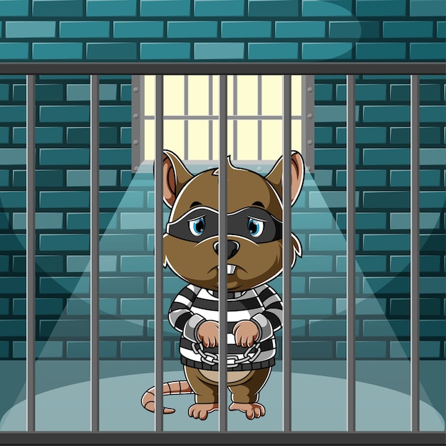  thief mouse standing and chained in the old jail