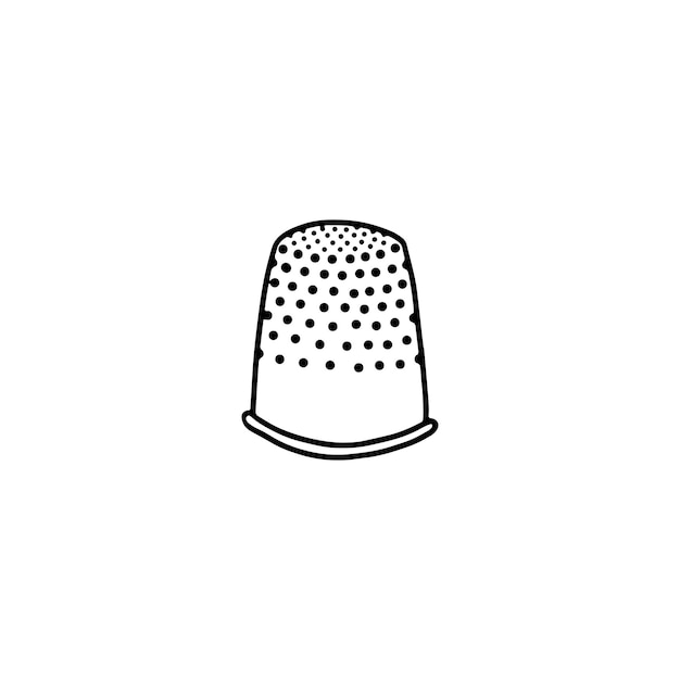 Thimble to protect your finger in doodle style Sewing concept