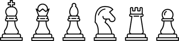 Thin chess icon set Chessman linear isolated Chess figures vector icon