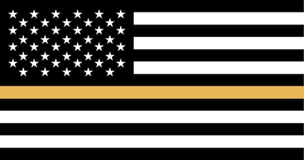 Thin gold line emergency dispatchers flag usa vector image