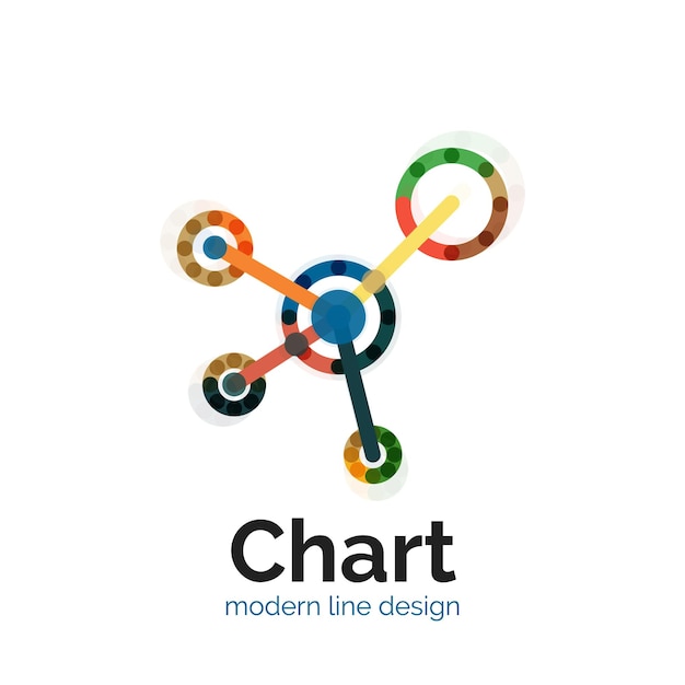 Thin line chart logo design Graph icon modern colorful flat style