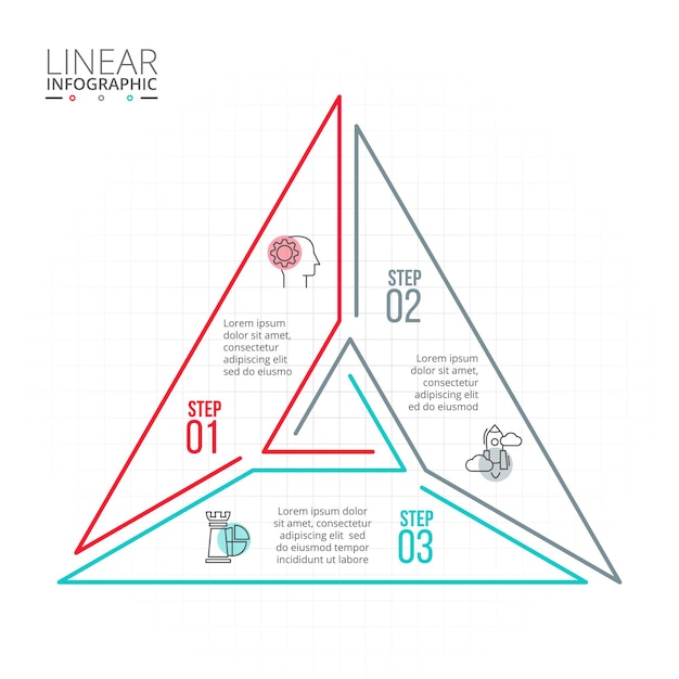 Thin line flat element for infographic Template for diagram 3 options parts steps or processes