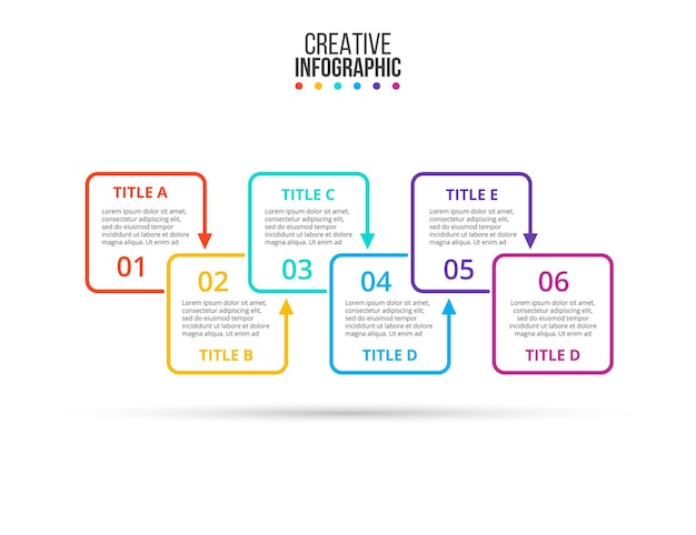 Thin line flat elements for infographic. Template for diagram, graph, presentation and chart. Business concept with 6 options, parts, steps or processes.