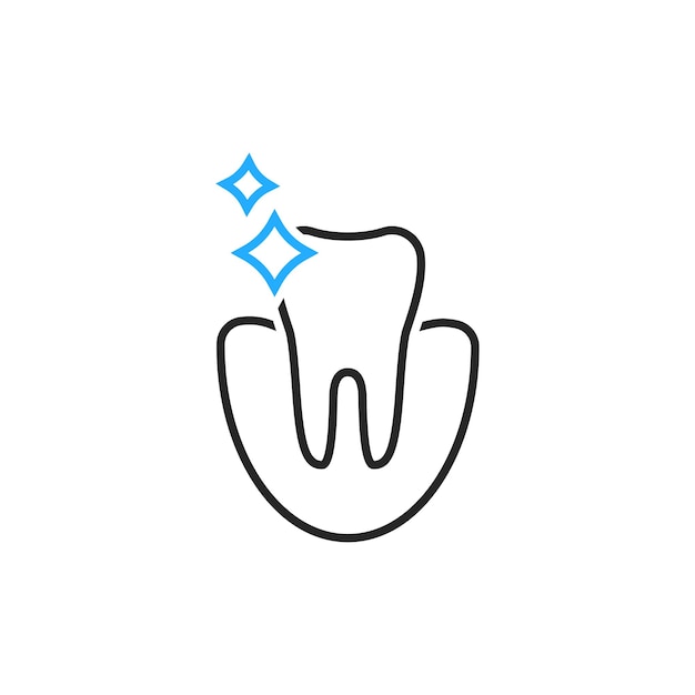 Thin line icon of dental clean