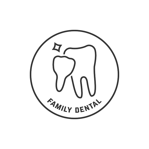 Thin line icon of family dental isolated on white